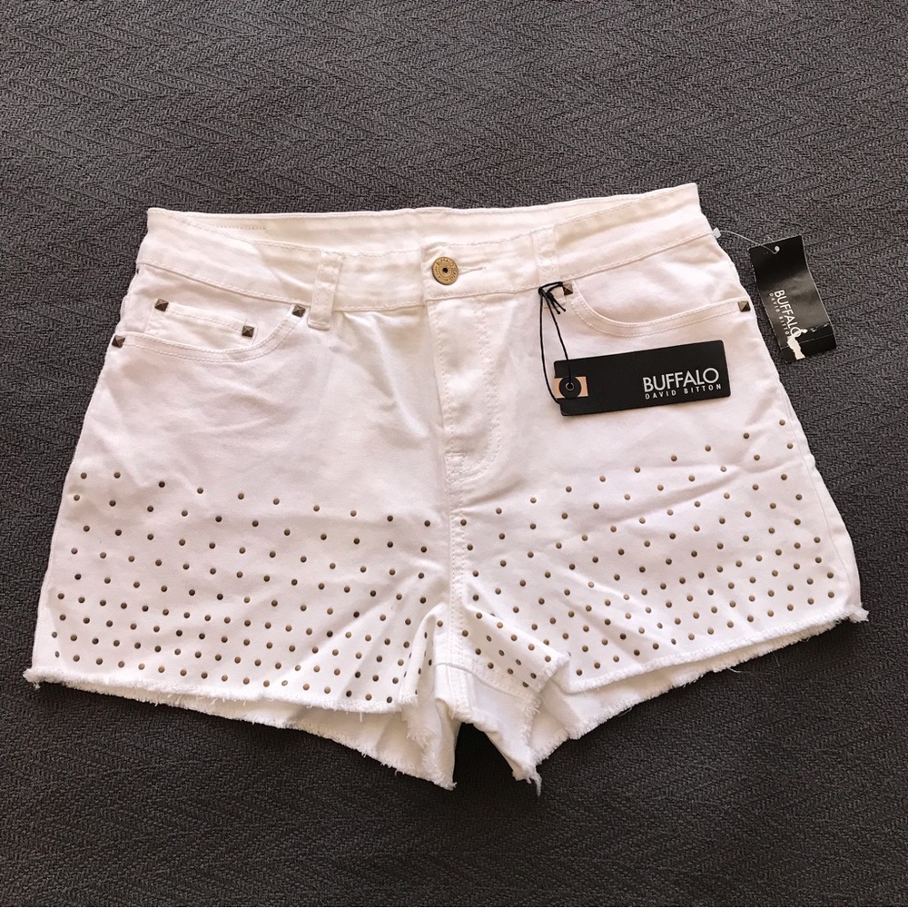 NWT Buffalo David Bitton Panama High Rise Shorts 28 Enzyme Bleach 98% Cotton